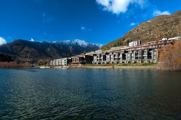 Kawarau Village and Remarkables from Lake Wakatipu